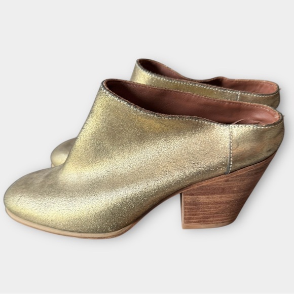 Rachel Comey Mars Heeled Mules Antique Gold Metallic Sz 7 - Picture 1 of 14